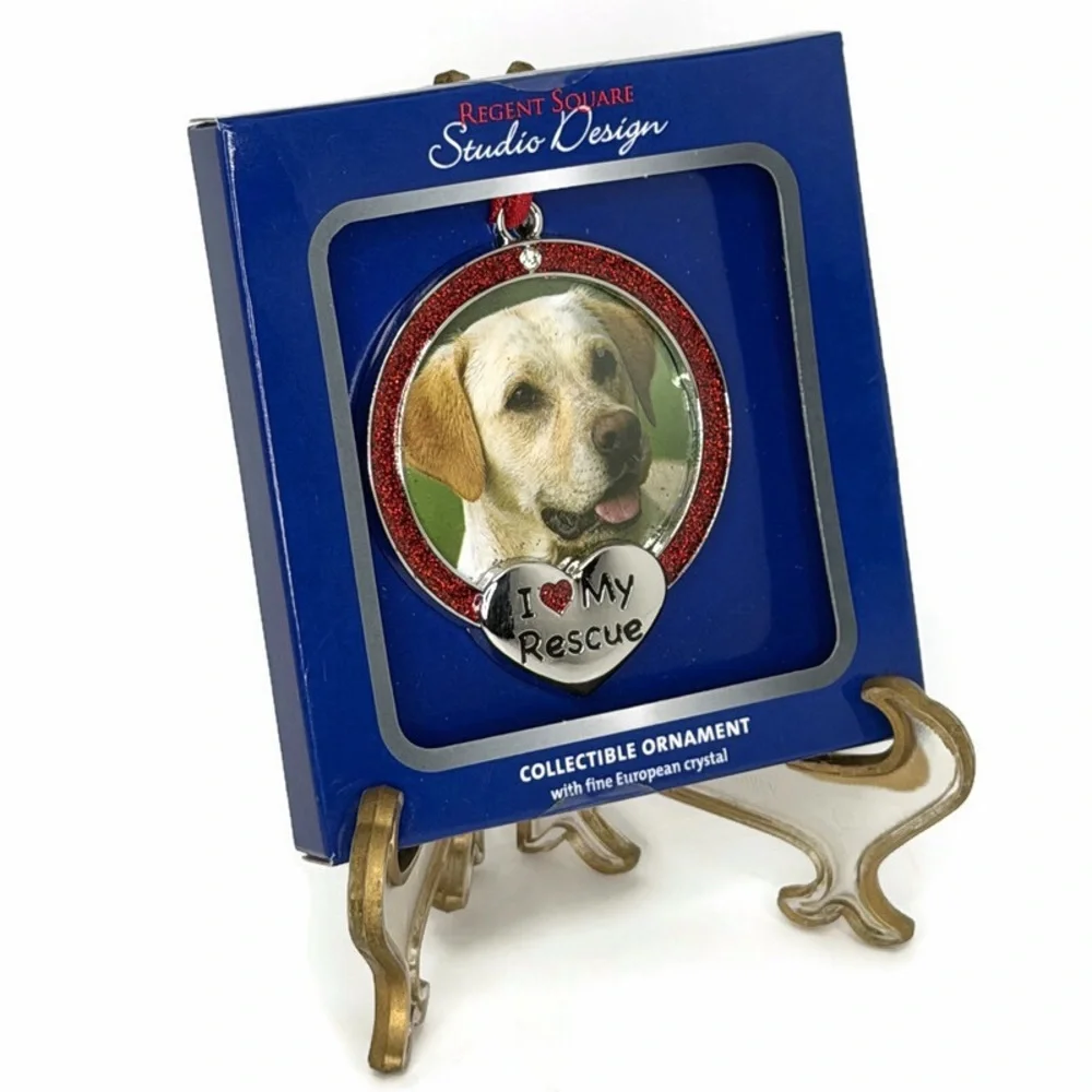 Pet Rescue Ornament - Red and Silver
